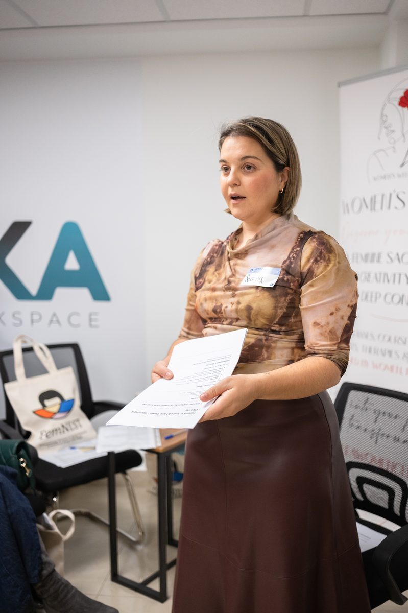 Serena Gasparini speaking at FemNEST's February 2026 launch event